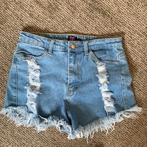 denim high waisted shorts
